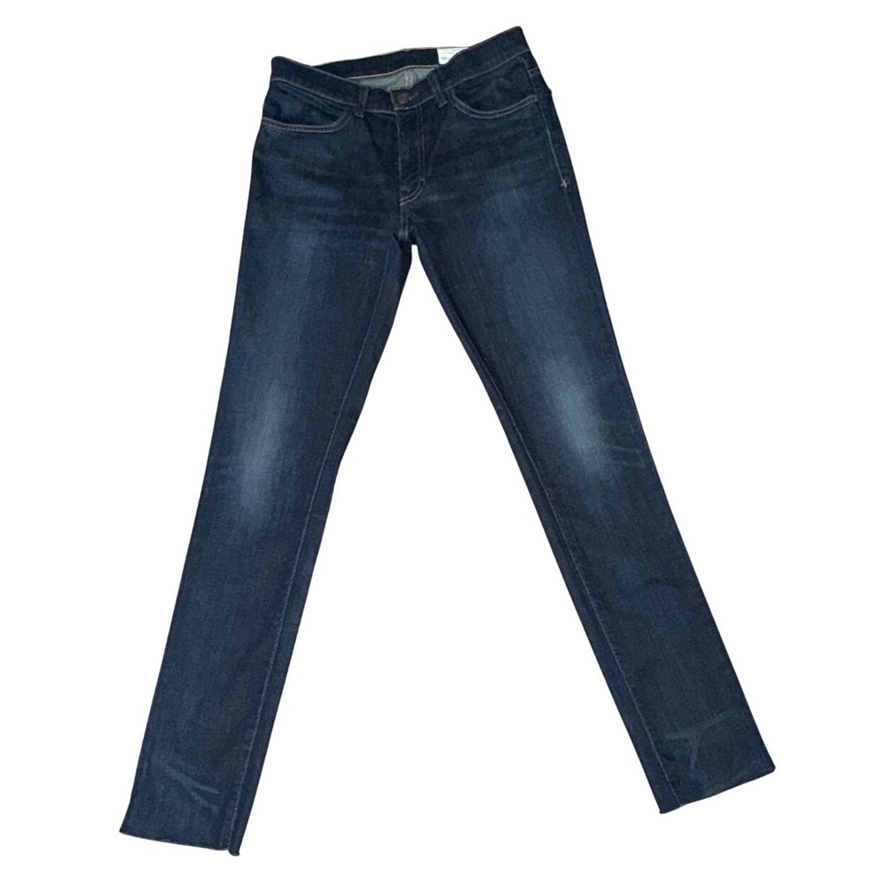 IMOGENE + WILLIE Virginia Dark Wash Whiskered Raw Hem Jeans | Women's Sz 28
